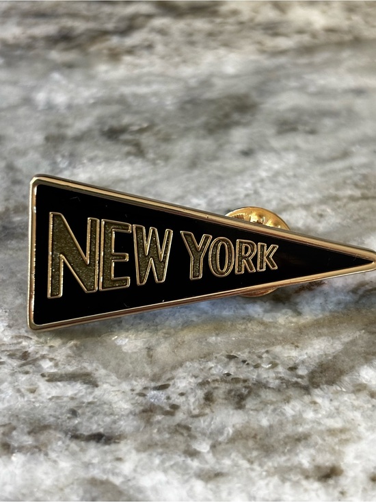 Coach Jewelry - Coach New York Enamel Pennant Pin | Rare Gold & Black Signed Logo Back